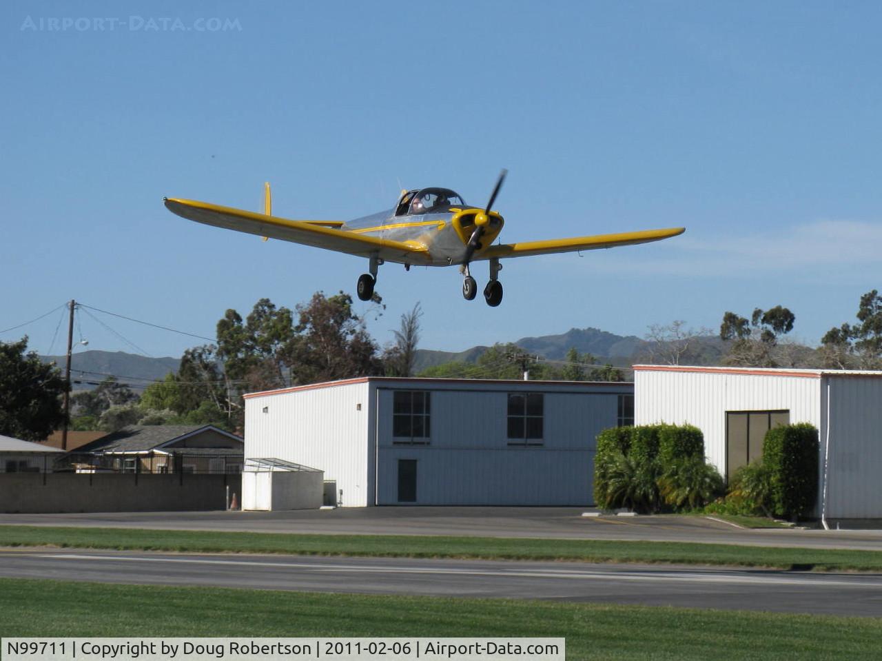 N99711, 1946 Erco 415D Ercoupe C/N 2334, 1946 ERCO Ercoupe 415-D, Continental O-200 100 Hp upgrade, on final Rwy 04