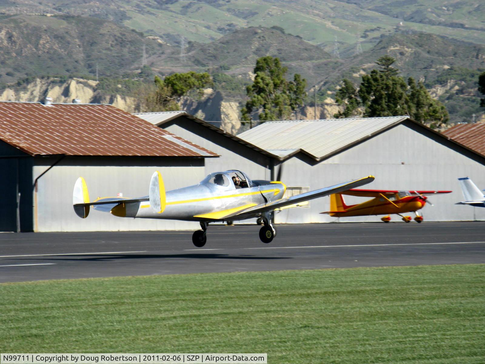 N99711, 1946 Erco 415D Ercoupe C/N 2334, 1946 ERCO Ercoupe 415-D, Continental O-200 100 Hp upgrade, landing Rwy 04