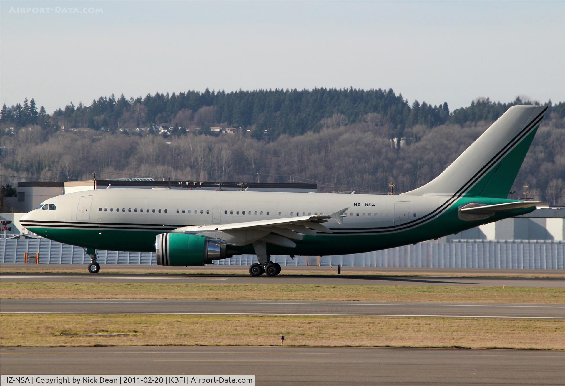 HZ-NSA, 1987 Airbus A310-304 C/N 431, KBFI Formerly V8-DPD owned by the Sultan of Brunei visited KBFI as such for the WTO meeting in Seattle which was the cause of riots downtown.