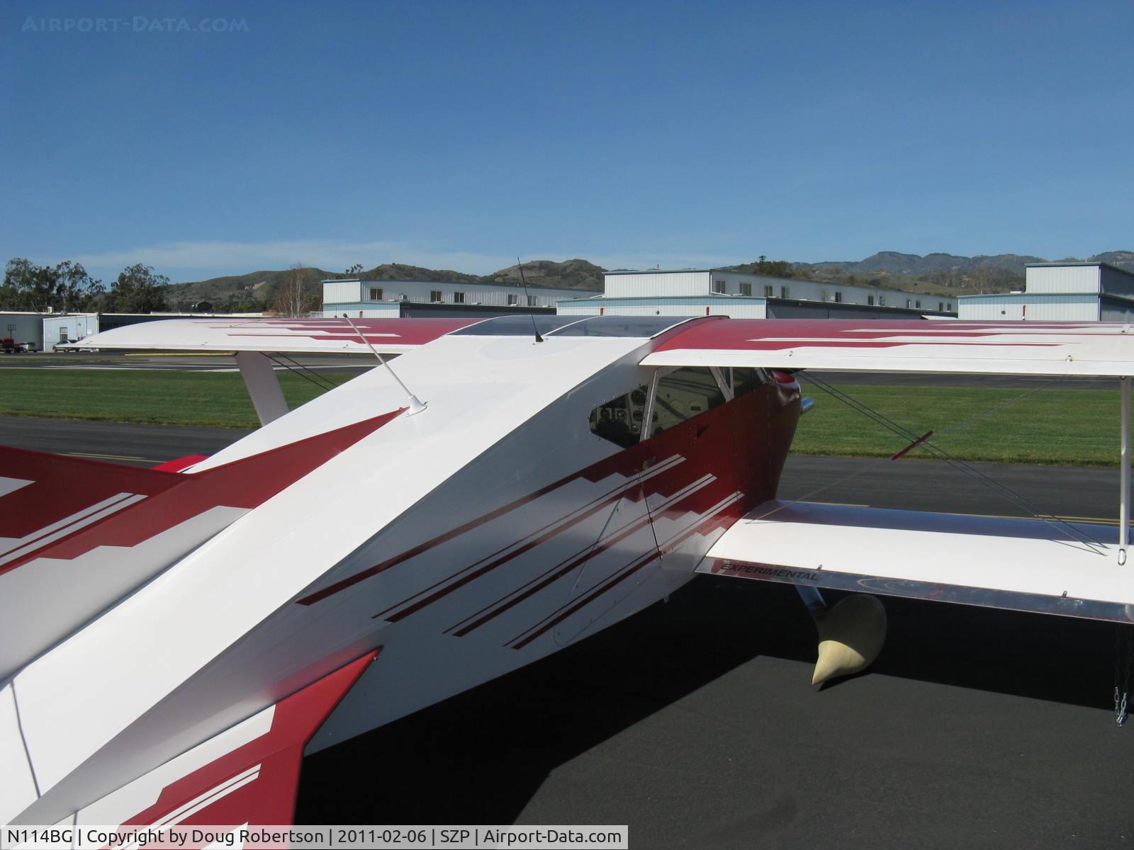 N114BG, 1987 Sorrell SNS-7 Hiperbipe C/N 216, 1987 Garrett SORRELL SNS-7 HIPERBIPE, Lycoming IO-360-B1E 180 Hp. Note airfoil fuselage-SNS-7 HIPERBIPE Won Outstanding New Design Award Oshkosh Fly-In 1973.