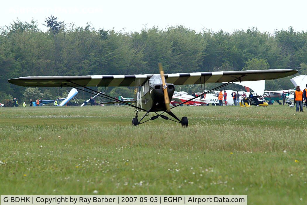 G-BDHK, 1946 Piper J3C-65 Cub Cub C/N 8969, Piper J-3C-65 Cub [8969] Popham~G 05/05/2007 Wears US markings of 329417.