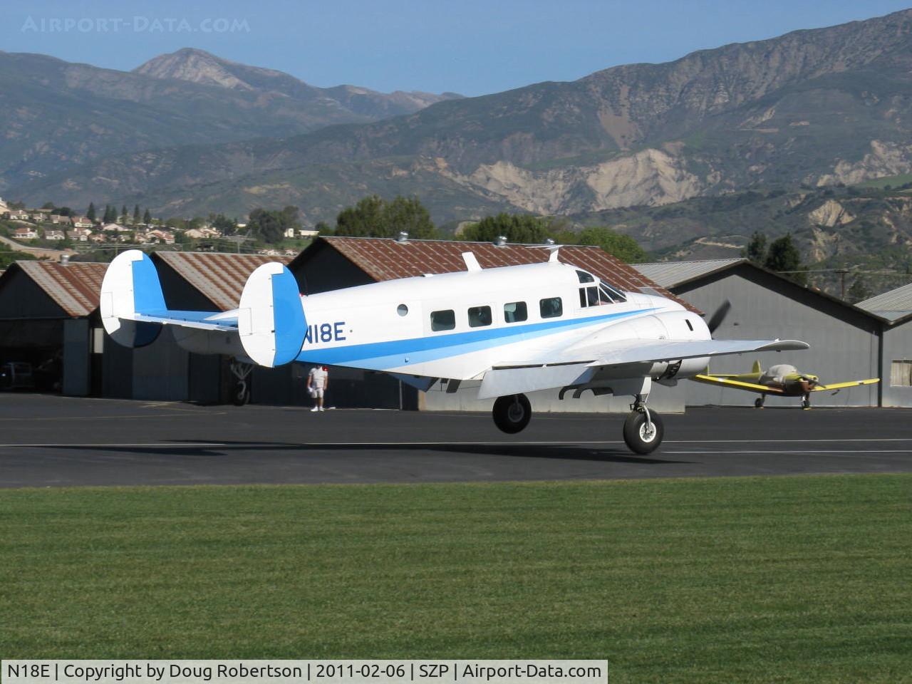 N18E, 1958 Beech E18S C/N BA-383, 1985 Beech SUPER E18S, two P&W R-985 Wasp Jrs. 450 Hp each, landing Rwy 04