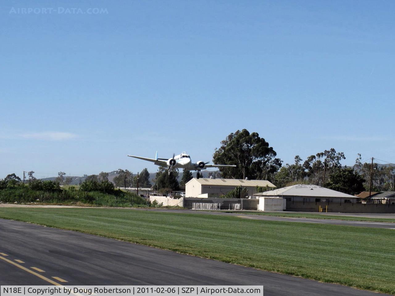 N18E, 1958 Beech E18S C/N BA-383, 1958 Beech SUPER E18S, two P&W R-985 Wasp Jrs. 450 Hp each, on final Rwy 04