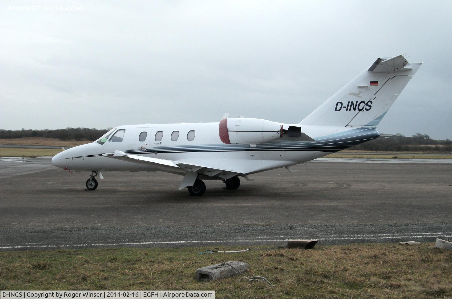 D-INCS, 2001 Cessna 525 CitationJet CJ1 C/N 525-0466, Bizair Flug's Citation Jet 1 during a stop-over at Swansea Airport