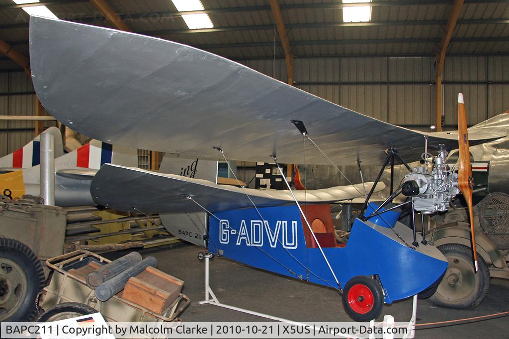 BAPC211, Mignet HM.14 Pou-du-Ciel C/N BAPC.211, Mignet HM14 Pou de Ciel at the NE Aircraft Museum, Usworth in October 2010.