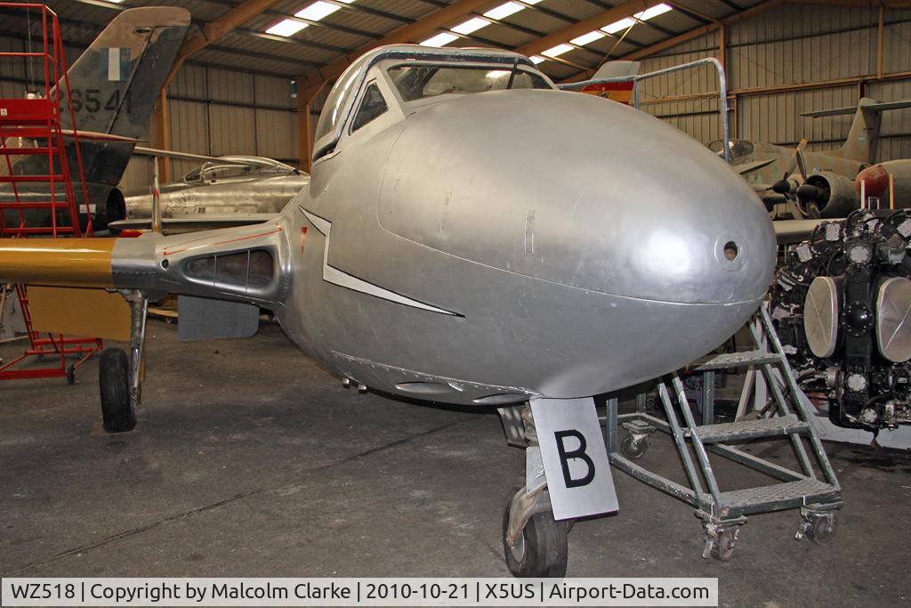 WZ518, De Havilland DH-115 Vampire T.11 C/N 15105, De Havilland Vampire T11 at the North East Aircraft Museum, Usworth in October 2010.