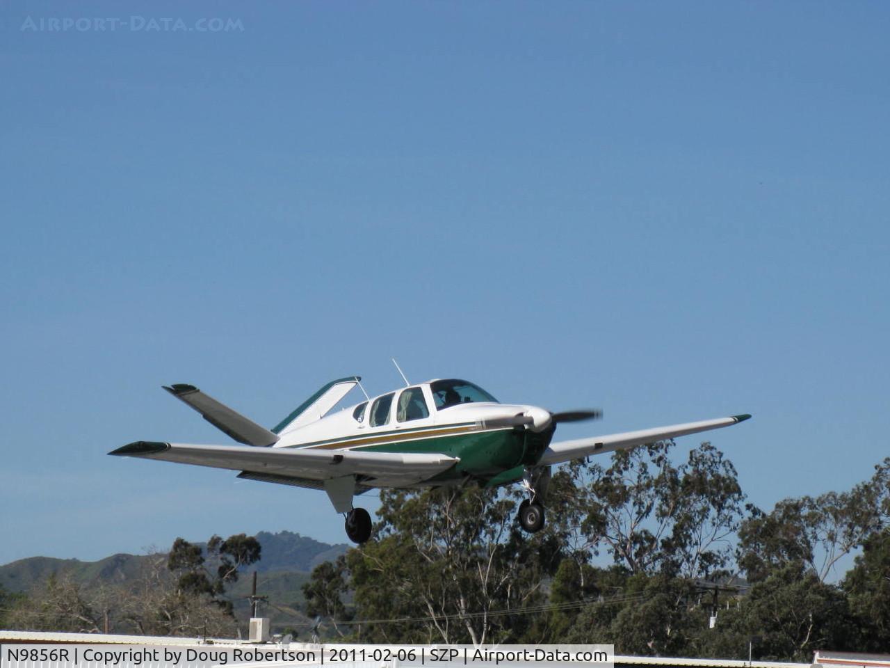 N9856R, 1960 Beech M35 Bonanza C/N D-6398, 1960 Beech M35 BONANZA, Continental IO-470-C 250 Hp, on final Rwy 04