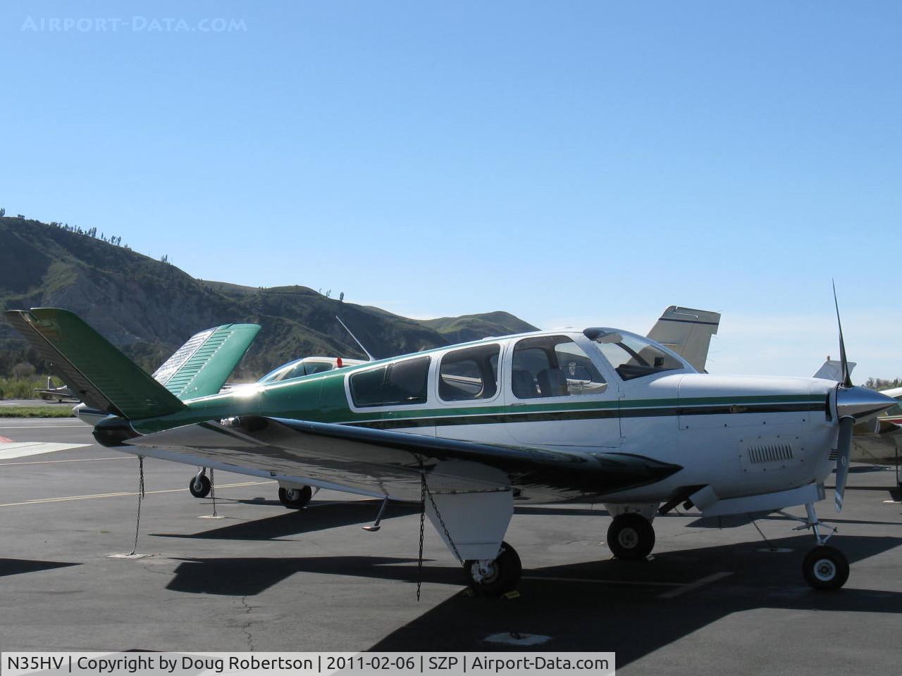 N35HV, 1957 Beech H35 Bonanza C/N D-5236, The 1957 Beech H35 Bonanza featured the new Continental O-470-G 240 Hp engine. Tri-blade prop mod added.