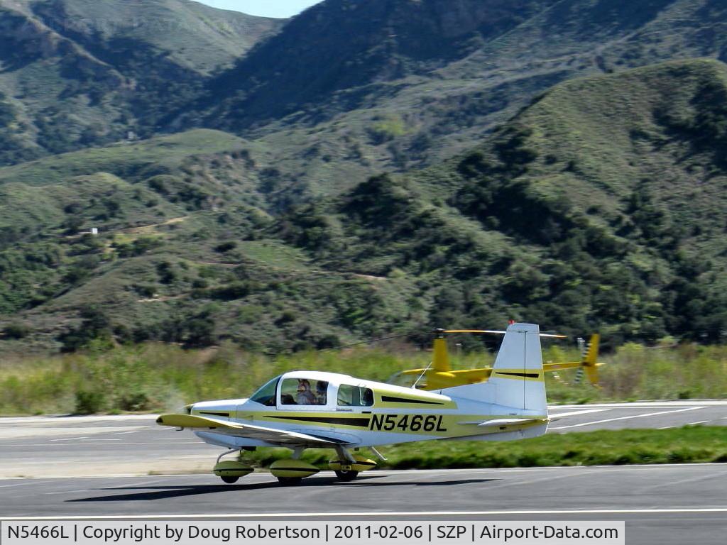 N5466L, 1973 Grumman American AA-5 Traveler C/N AA5-0366, 1973 Grumman American AA-5 TRAVELER, Lycoming O-320-E2G 150 Hp, takeoff roll Rwy 04