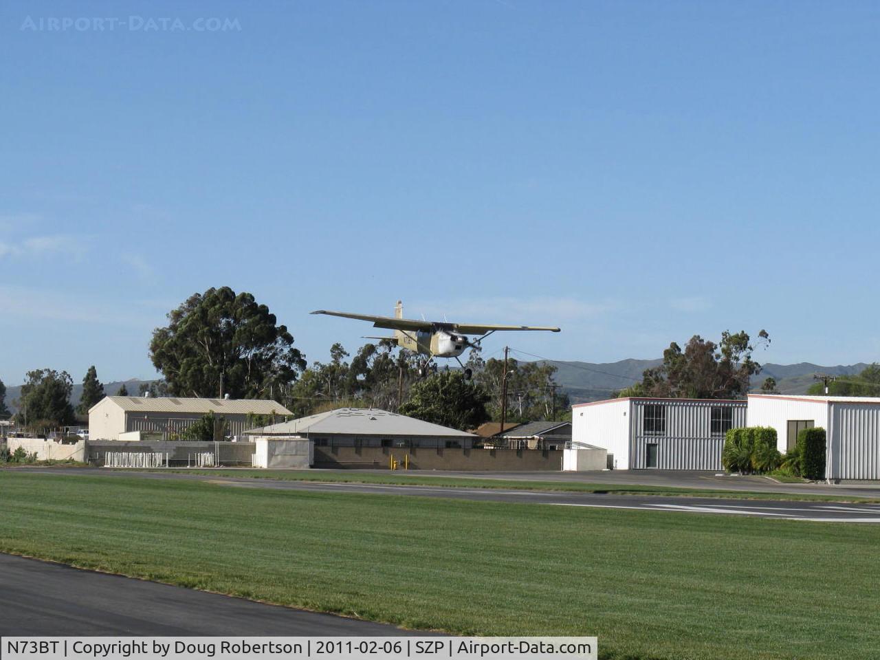 N73BT, 1965 Cessna 180H Skywagon C/N 18051606, 1965 Cessna 180H, Continental O-470 230 Hp, on final Rwy 04. Oregon visitor.