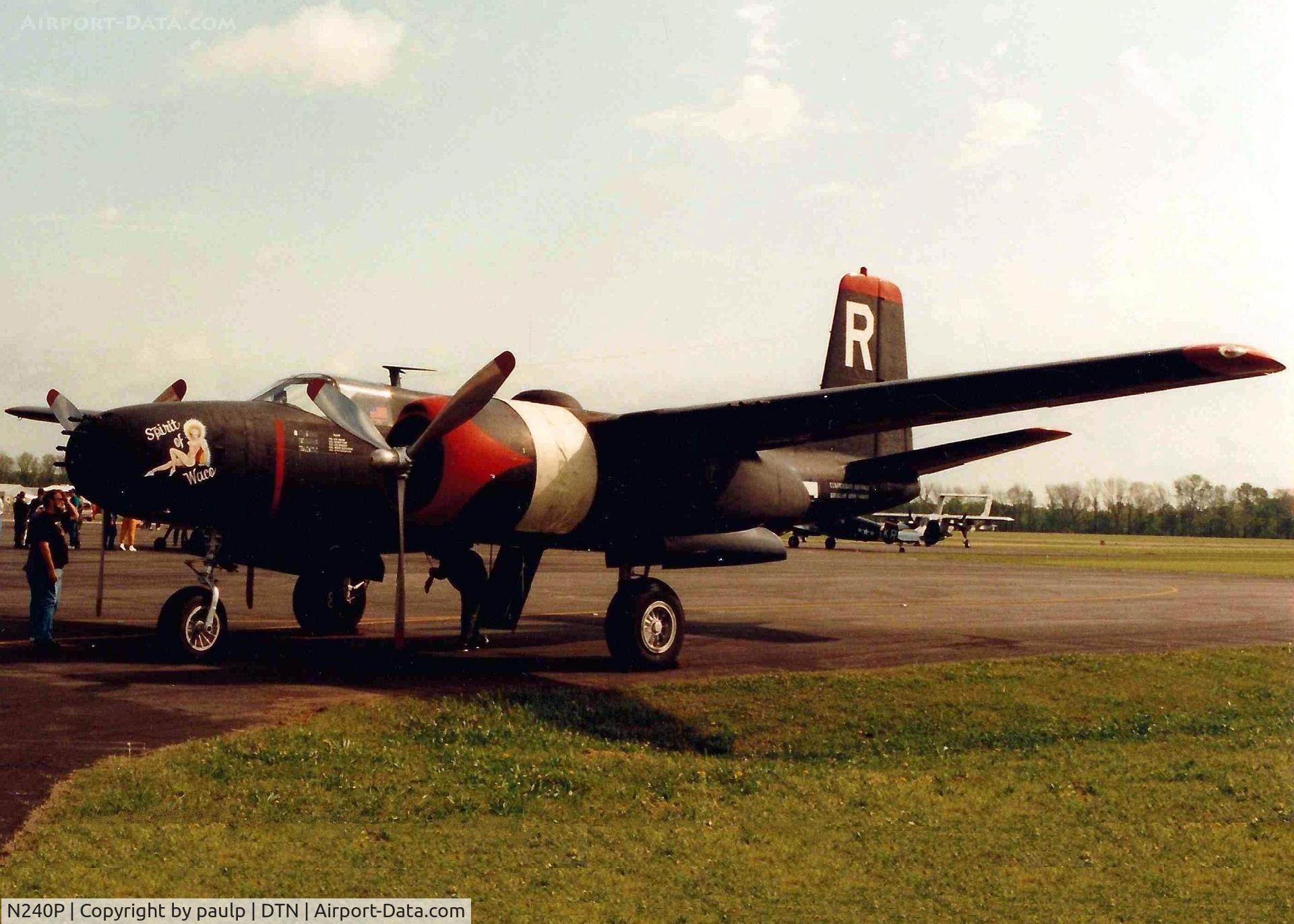 N240P, 1943 Douglas A-26B Invader C/N 7140, At Downtown Shreveport 1987 - Scanned Photo