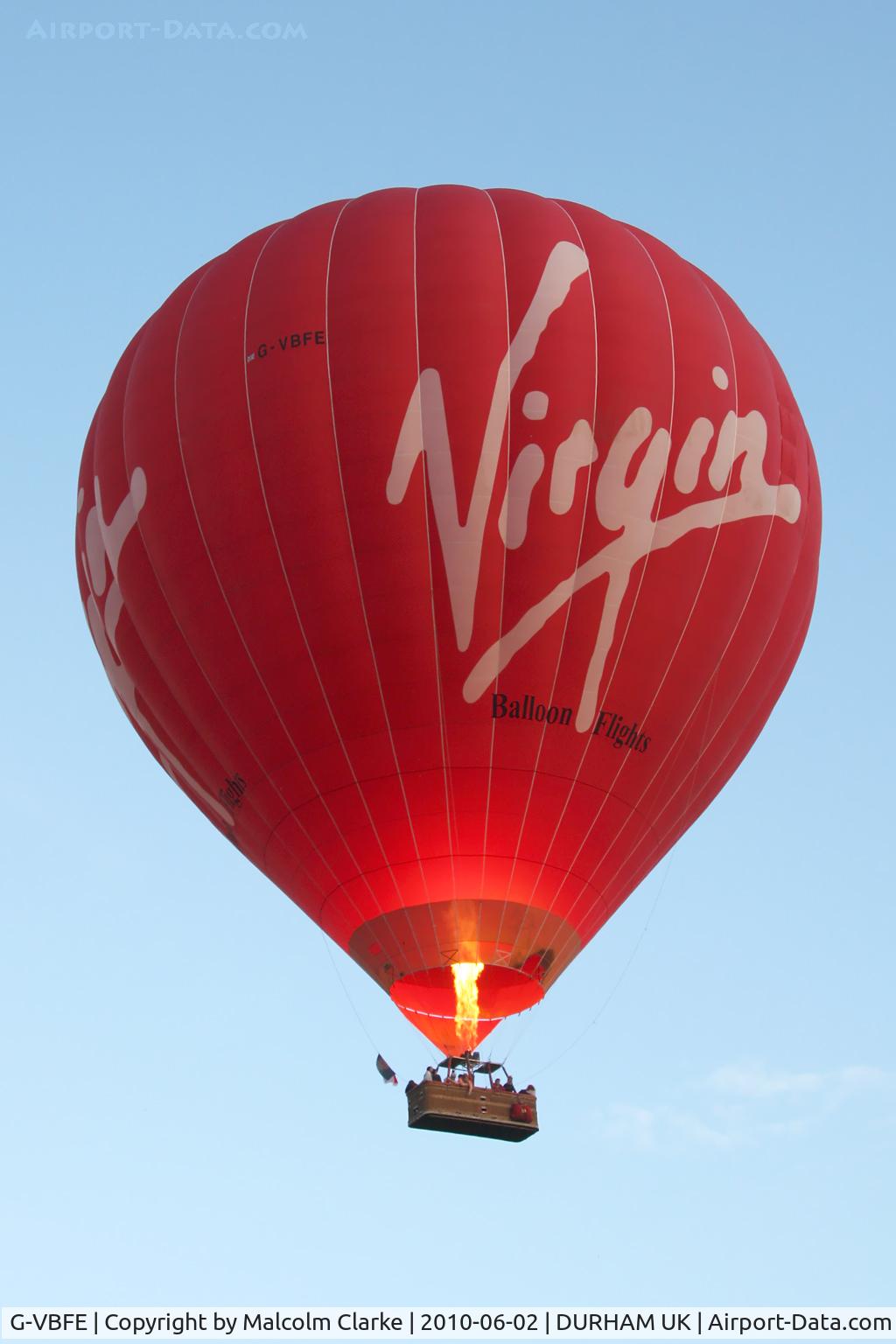 G-VBFE, 2006 UltraMagic N-355 C/N 355/10, Ultramagic N-355 balloon flies over my County Durham house in the late evening. June 10th 2010.