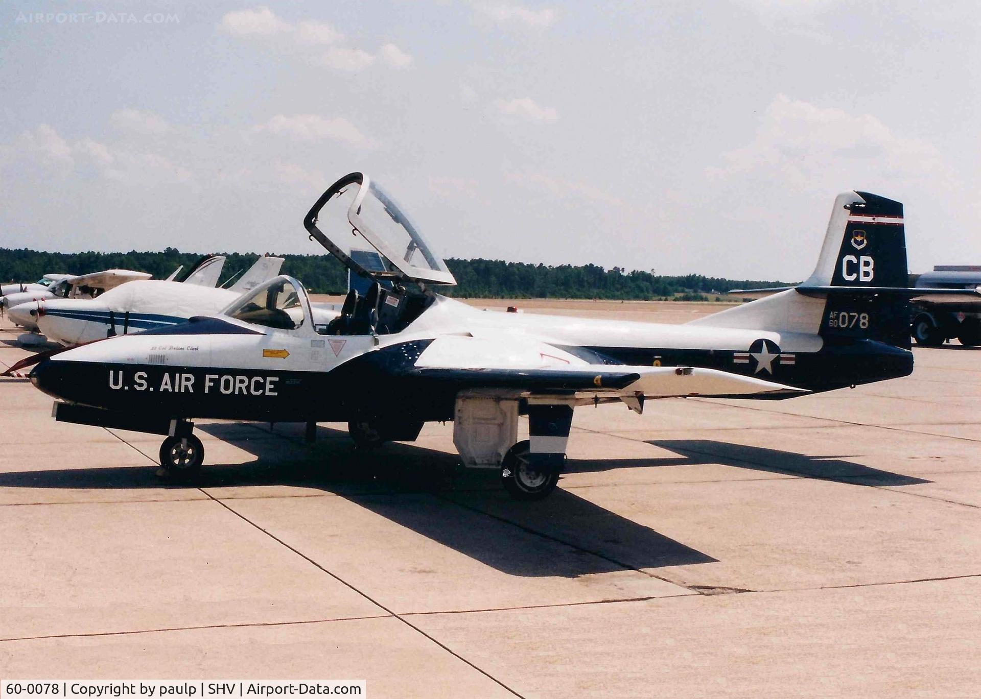 60-0078, 1960 Cessna T-37B Tweety Bird C/N 40560, Parked on the Tac Air ramp at Shreveport Regional in 1992. Scanned Photo