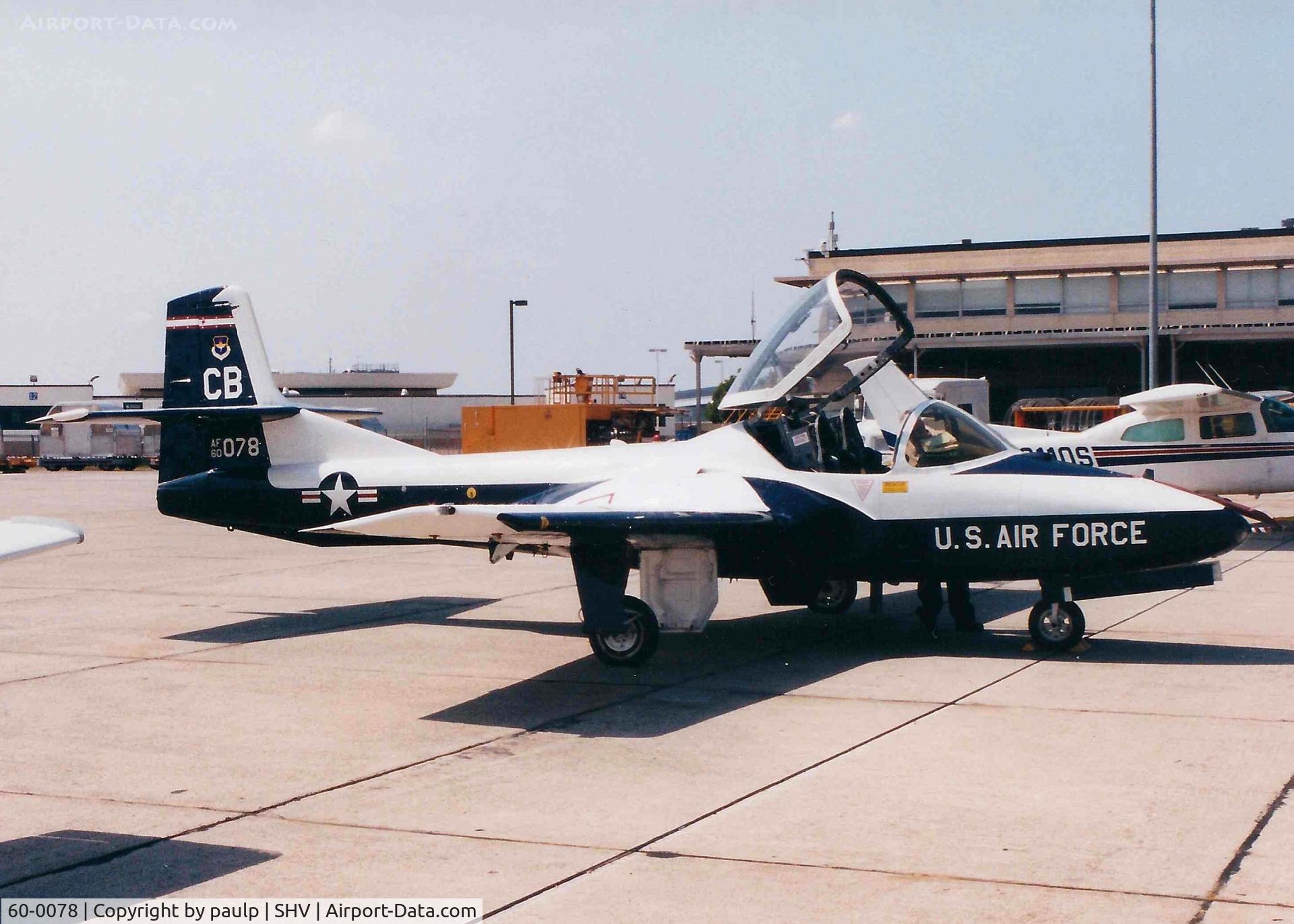 60-0078, 1960 Cessna T-37B Tweety Bird C/N 40560, Parked on the Tac Air ramp at Shreveport Regional in 1992. Scanned Photo