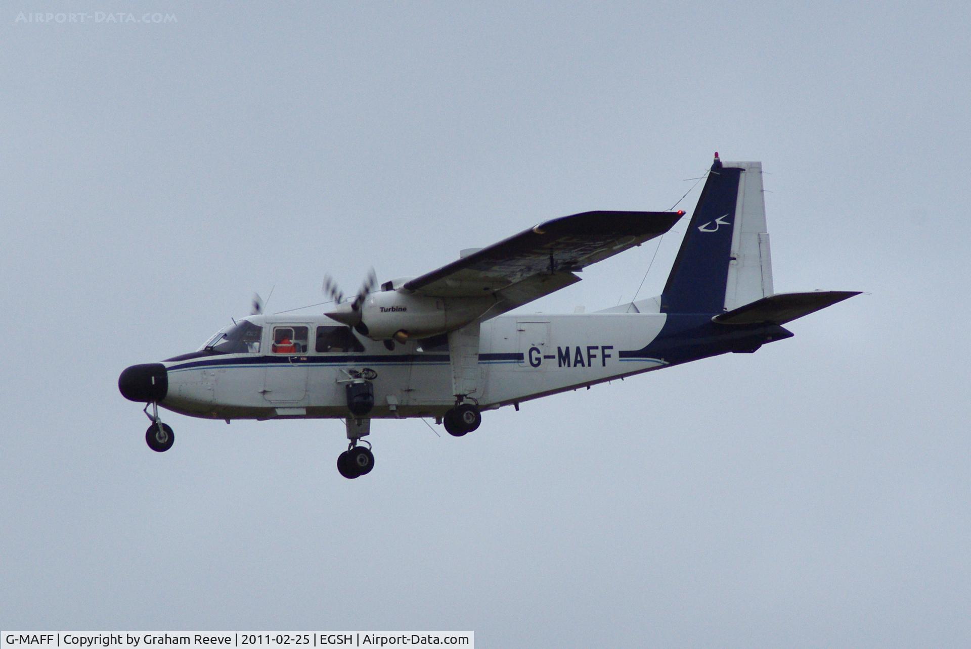 G-MAFF, 1981 Pilatus Britten-Norman BN-2T Turbine Islander C/N 2119, On finals.