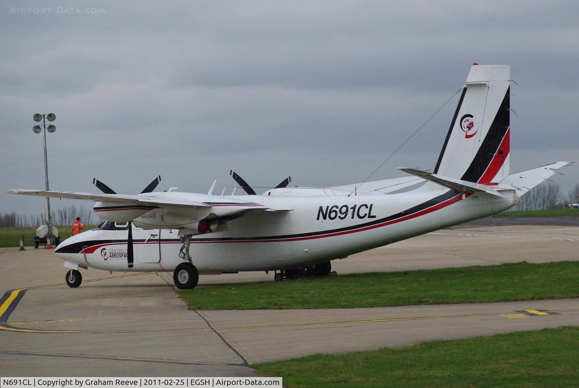 N691CL, 1973 Rockwell 690 Turbo Commander C/N 11058, Parked at Norwich.