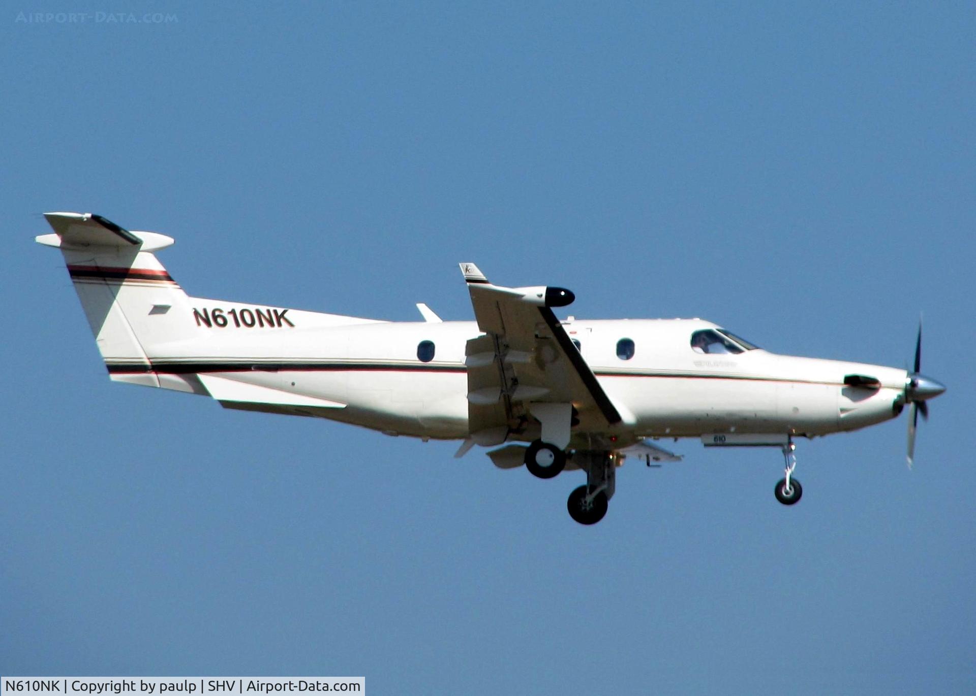 N610NK, 2005 Pilatus PC-12/45 C/N 610, Landing at Shreveport Regional.