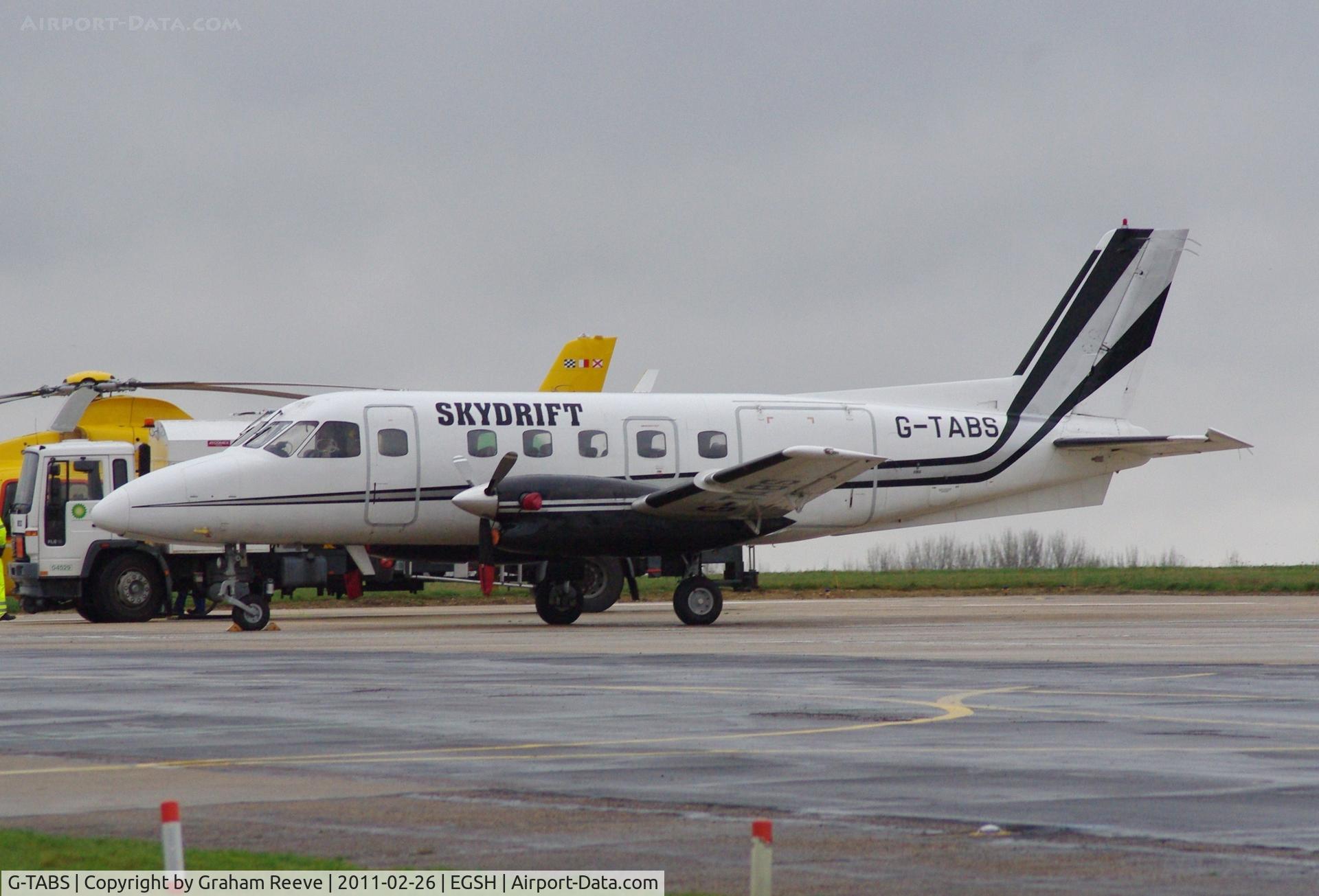 G-TABS, 1979 Embraer EMB-110P1 Bandeirante C/N 110.212, At Norwich on a wet morning.