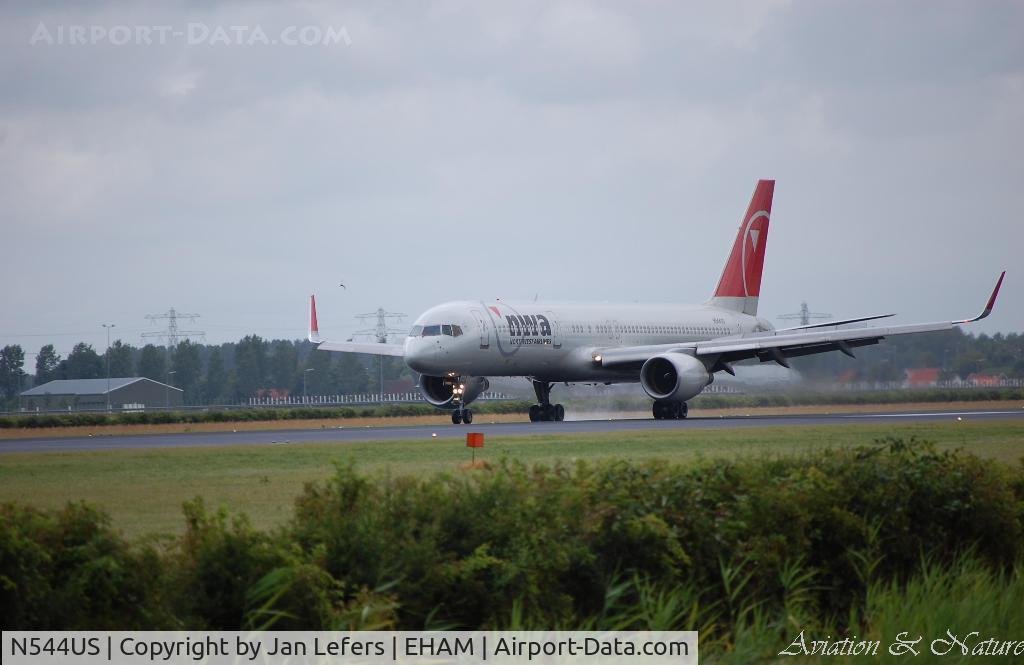 N544US, 1996 Boeing 757-251 C/N 26491, Landing on the Polderbaan, Schiphol Amsterdam
