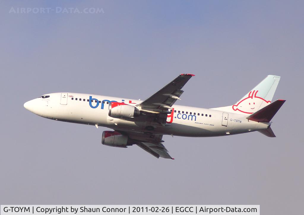 G-TOYM, 1998 Boeing 737-36Q C/N 29141, BMI Baby. Taken from Werneth Low, Hyde, Cheshire.