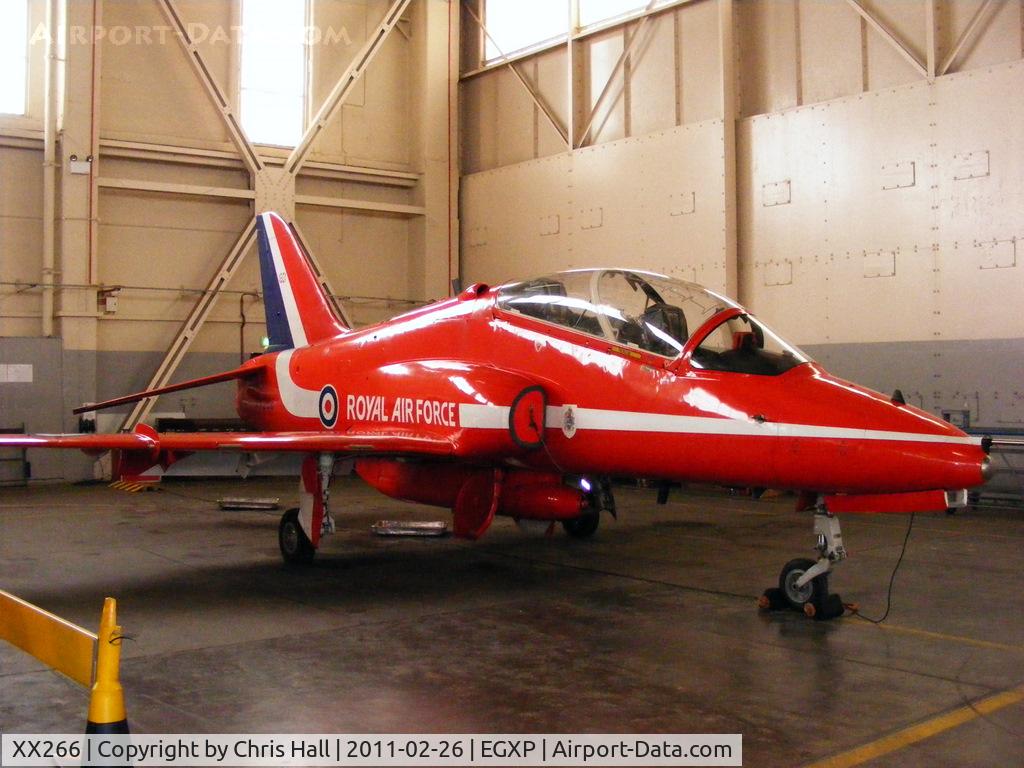 XX266, 1979 Hawker Siddeley Hawk T.1A C/N 102/312102, inside the RAFAT hangar at RAF Scampton