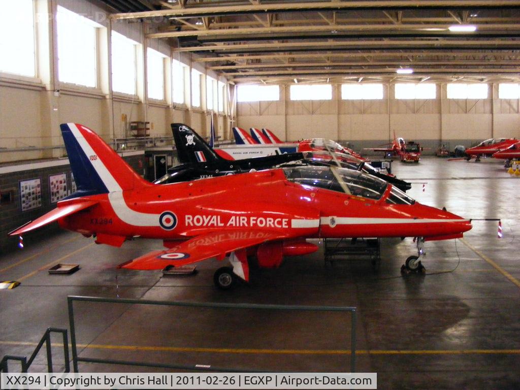 XX294, 1979 Hawker Siddeley Hawk T.1 C/N 122/312119, inside the RAFAT hangar at RAF Scampton