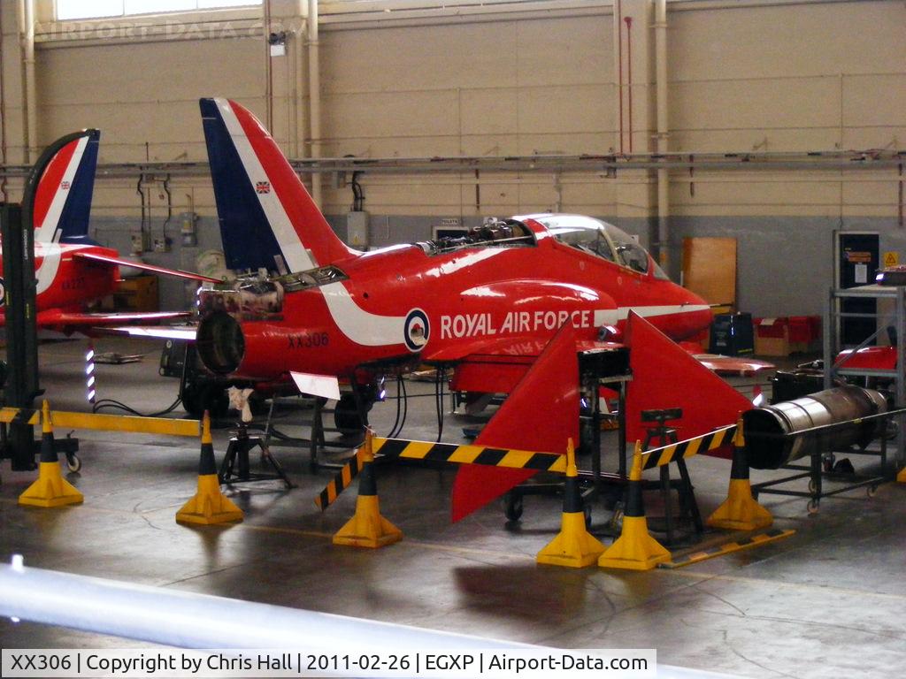 XX306, 1980 Hawker Siddeley Hawk T.1A C/N 141/312131, inside the RAFAT hangar at RAF Scampton