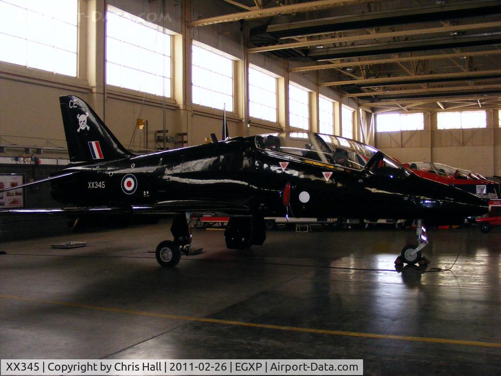 XX345, 1981 Hawker Siddeley Hawk T.1A C/N 194/312169, inside the RAFAT hangar at RAF Scampton
