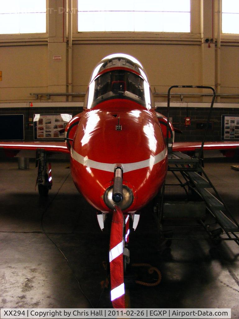 XX294, 1979 Hawker Siddeley Hawk T.1 C/N 122/312119, inside the RAFAT hangar at RAF Scampton