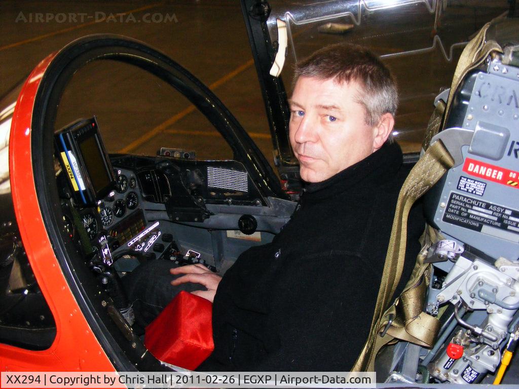 XX294, 1979 Hawker Siddeley Hawk T.1 C/N 122/312119, Me sat in XX294 Red Arrows Hawk T1 inside the RAFAT hangar at RAF Scampton