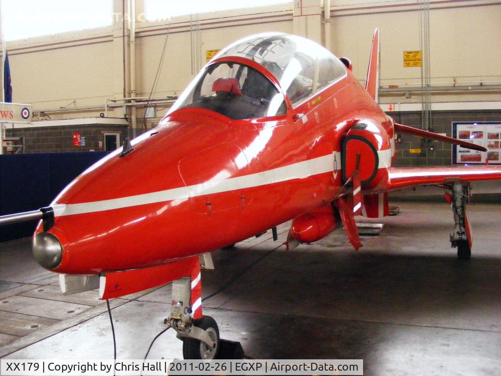 XX179, 1977 Hawker Siddeley Hawk T.1W C/N 026/312026, inside the RAFAT hangar at RAF Scampton