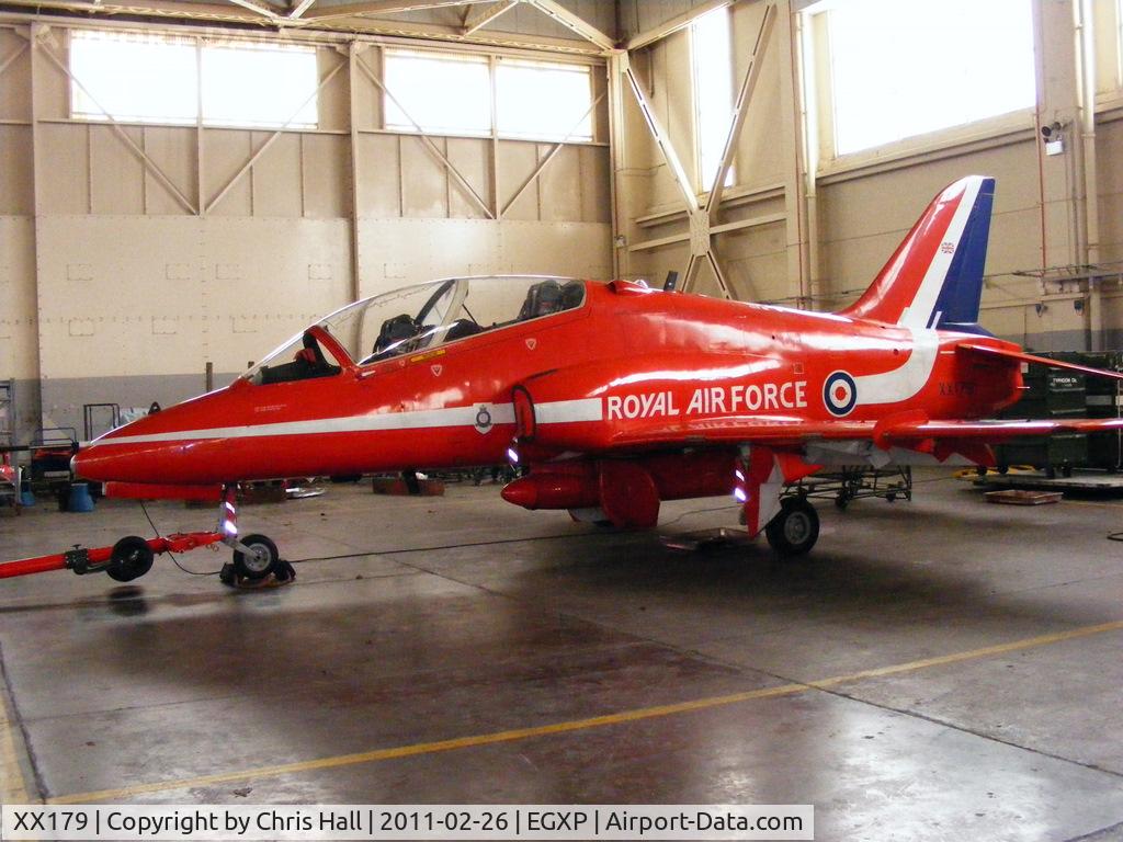 XX179, 1977 Hawker Siddeley Hawk T.1W C/N 026/312026, inside the RAFAT hangar at RAF Scampton
