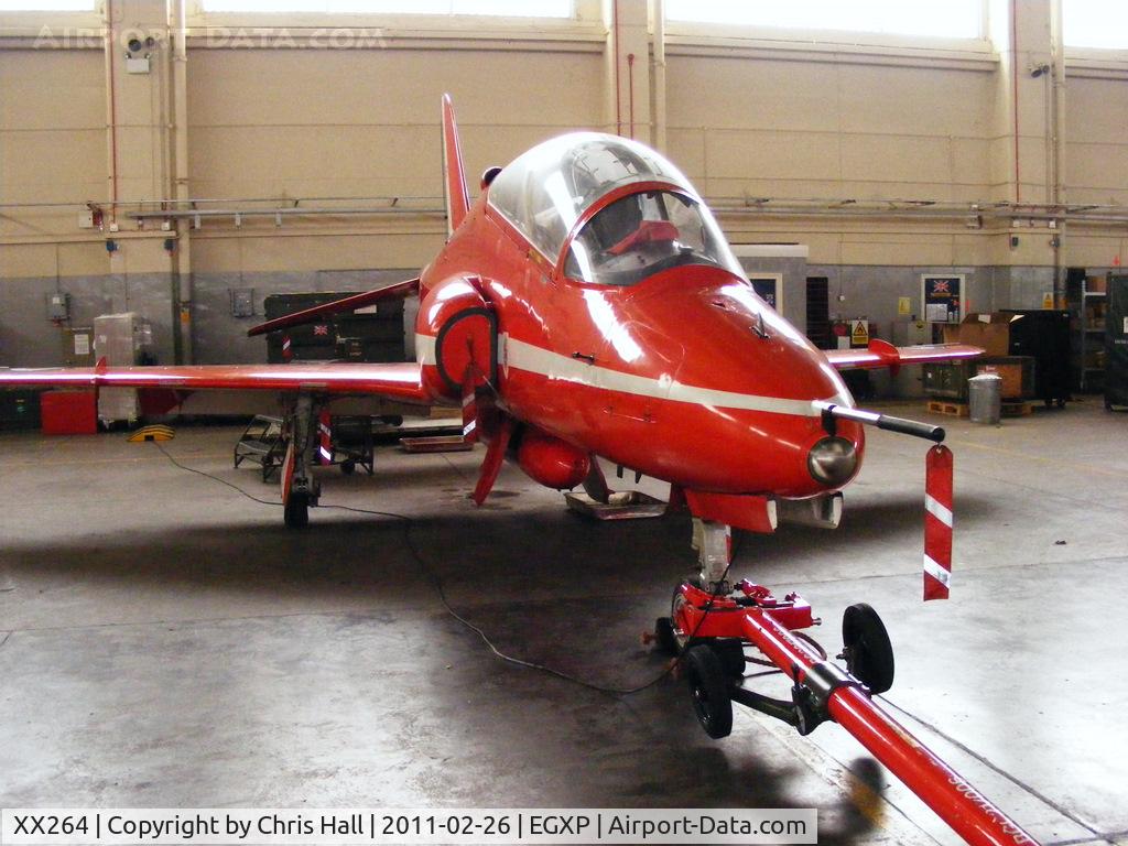 XX264, 1978 Hawker Siddeley Hawk T.1A C/N 100/312100, inside the RAFAT hangar at RAF Scampton