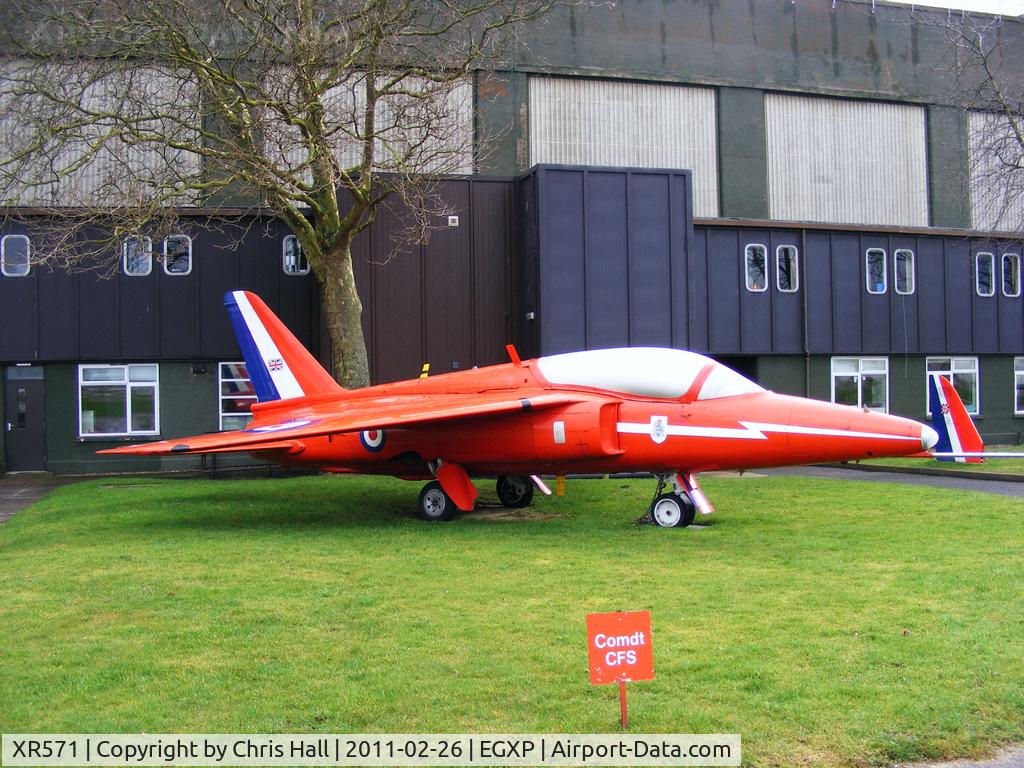 XR571, 1963 Hawker Siddeley Gnat T.1 C/N FL561, RAFAT gate guard