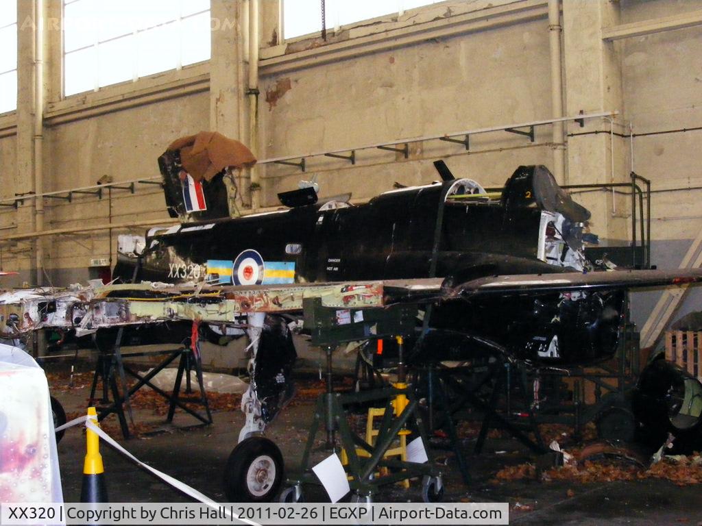 XX320, 1980 Hawker Siddeley Hawk T.1A C/N 163/312145, Remains of XX320 which crashed at RAF Cranwell on 20/08/08. It was due to be painted in Red Arrows livery at RAF Cranwell on completion of its airtest from RAF Shawbury.