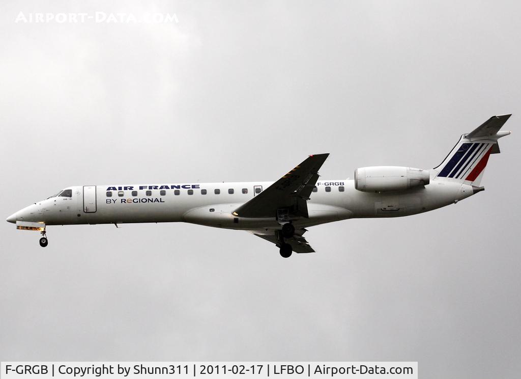 F-GRGB, 1997 Embraer EMB-145EU (ERJ-145EU) C/N 145010, Landing rwy 32L with new modified titles...