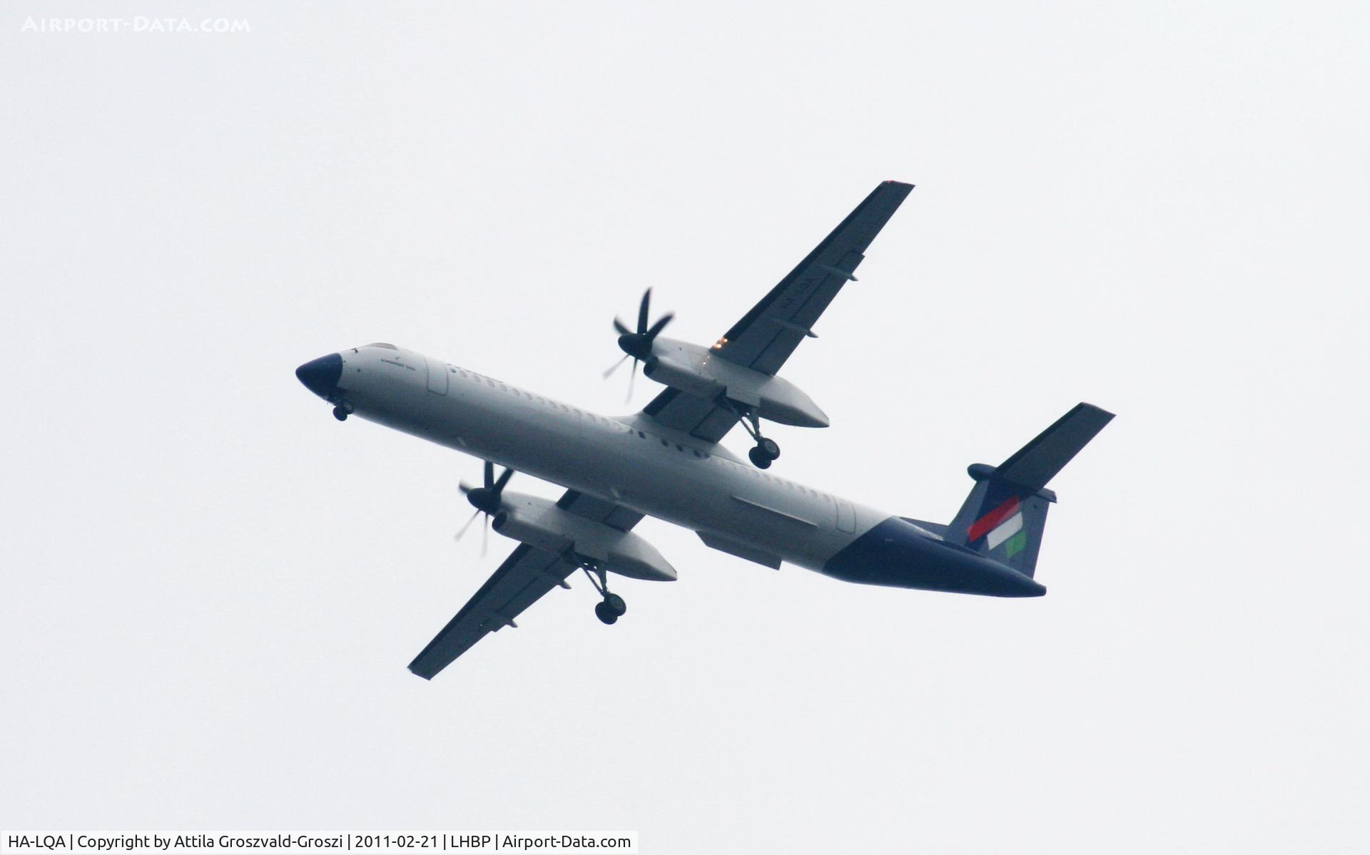 HA-LQA, 2001 De Havilland Canada DHC-8-402Q Dash 8 C/N 4062, On a landing direction, in Üllö city airspace.