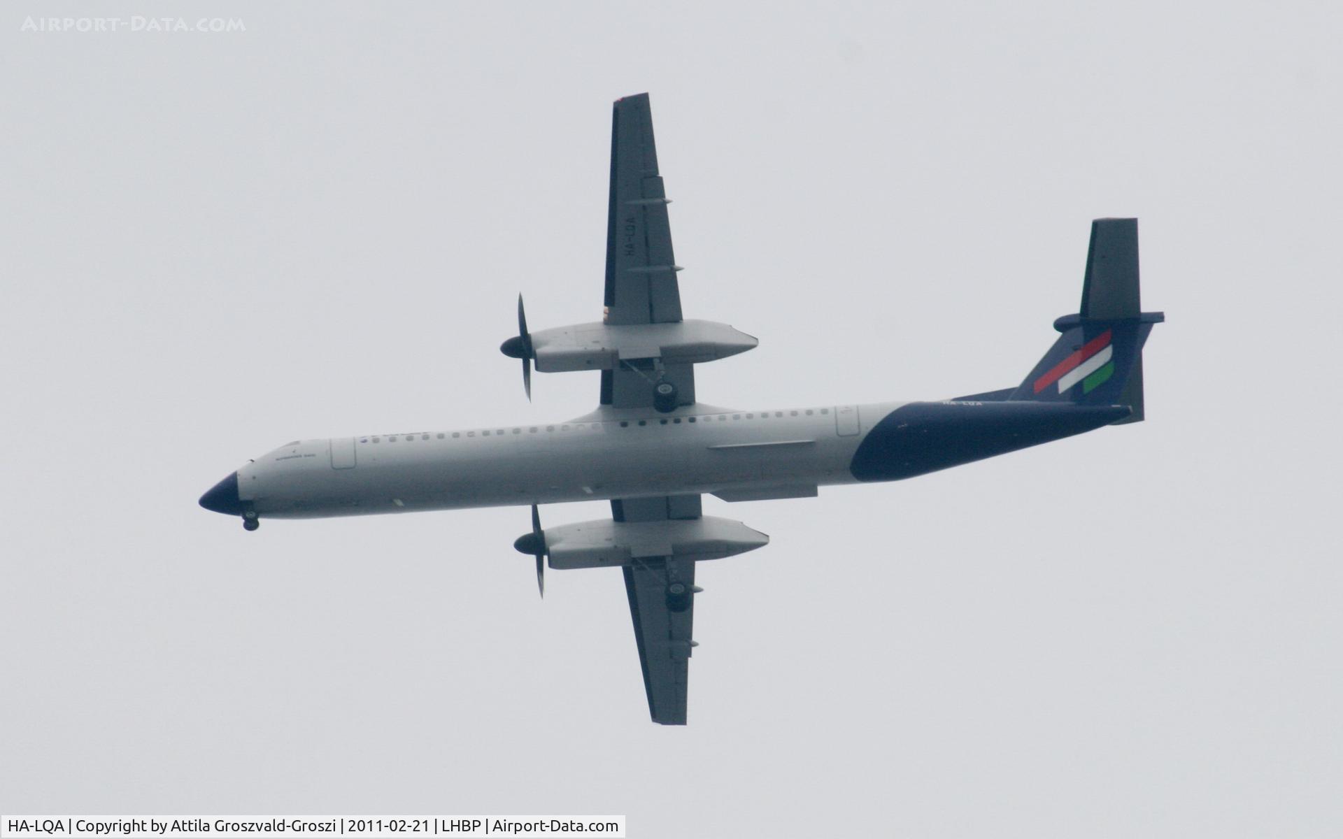 HA-LQA, 2001 De Havilland Canada DHC-8-402Q Dash 8 C/N 4062, On a landing direction, in Üllö city airspace.