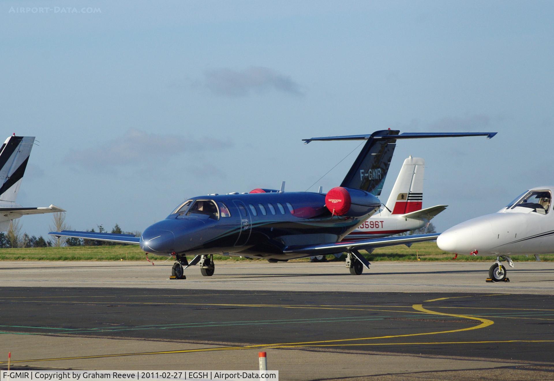 F-GMIR, Cessna 525A CitationJet CJ2+ C/N 525A-0322, Parked at Norwich.