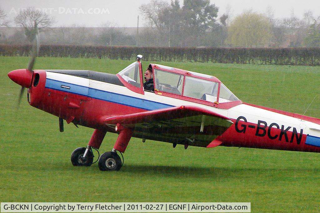 G-BCKN, 1952 De Havilland DHC-1 Chipmunk 22 (Lycoming) C/N C1/0707, 1952 De Havilland DHC-1 Chipmunk 22 (Lycoming), c/n: C1/0707 taxies in at Netherthorpe in torrential rain