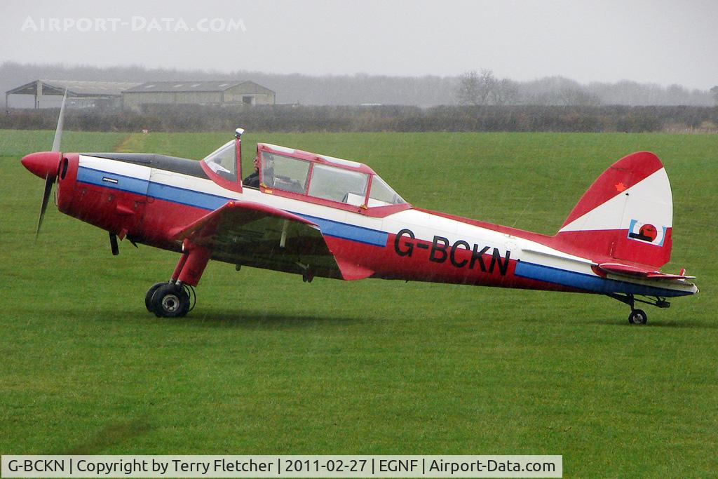 G-BCKN, 1952 De Havilland DHC-1 Chipmunk 22 (Lycoming) C/N C1/0707, 1952 De Havilland DHC-1 Chipmunk 22 (Lycoming), c/n: C1/0707 parks at Netherthorpe in torrential rain
