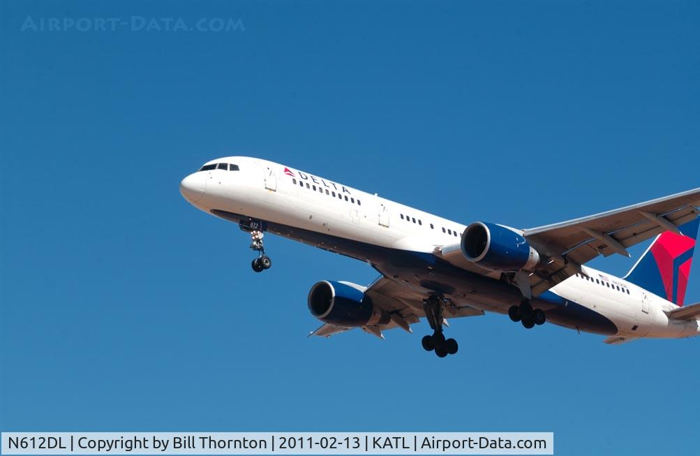 N612DL, 1985 Boeing 757-232 C/N 22819, A Delta B757-232, N612DL, on short final to runway 26R @ Atlanta's Hartsfield-Jackson International Airport. (an f-stop 5.6 photograph)