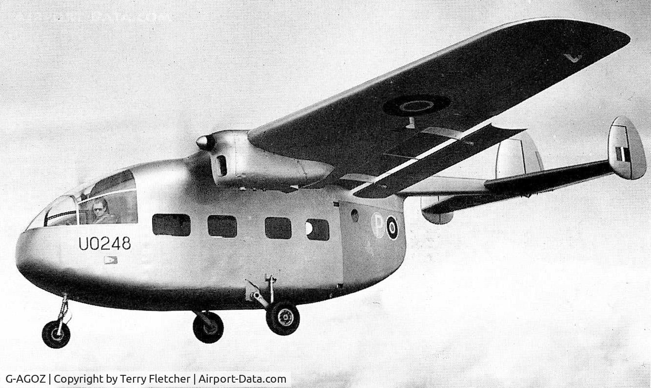 G-AGOZ, 1945 Miles M57 Aerovan C/N 4700, Prototype Miles M57 Aerovan , UO248 first flew in January 1945  - a total of 52 were completed
The standard engine was a 155hp Blackburn Cirrus Major - but two aircraft were fiited with 195hp Lycoming engines
