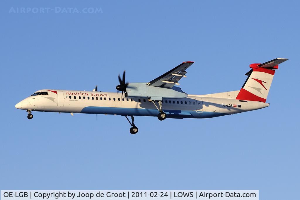 OE-LGB, 1999 De Havilland Canada DHC-8-402Q Dash 8 C/N 4015, arrival at Salzburg