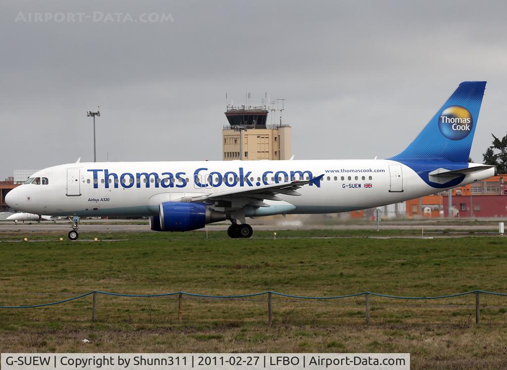 G-SUEW, 2003 Airbus A320-214 C/N 1961, Lining up rwy 32R for departure...