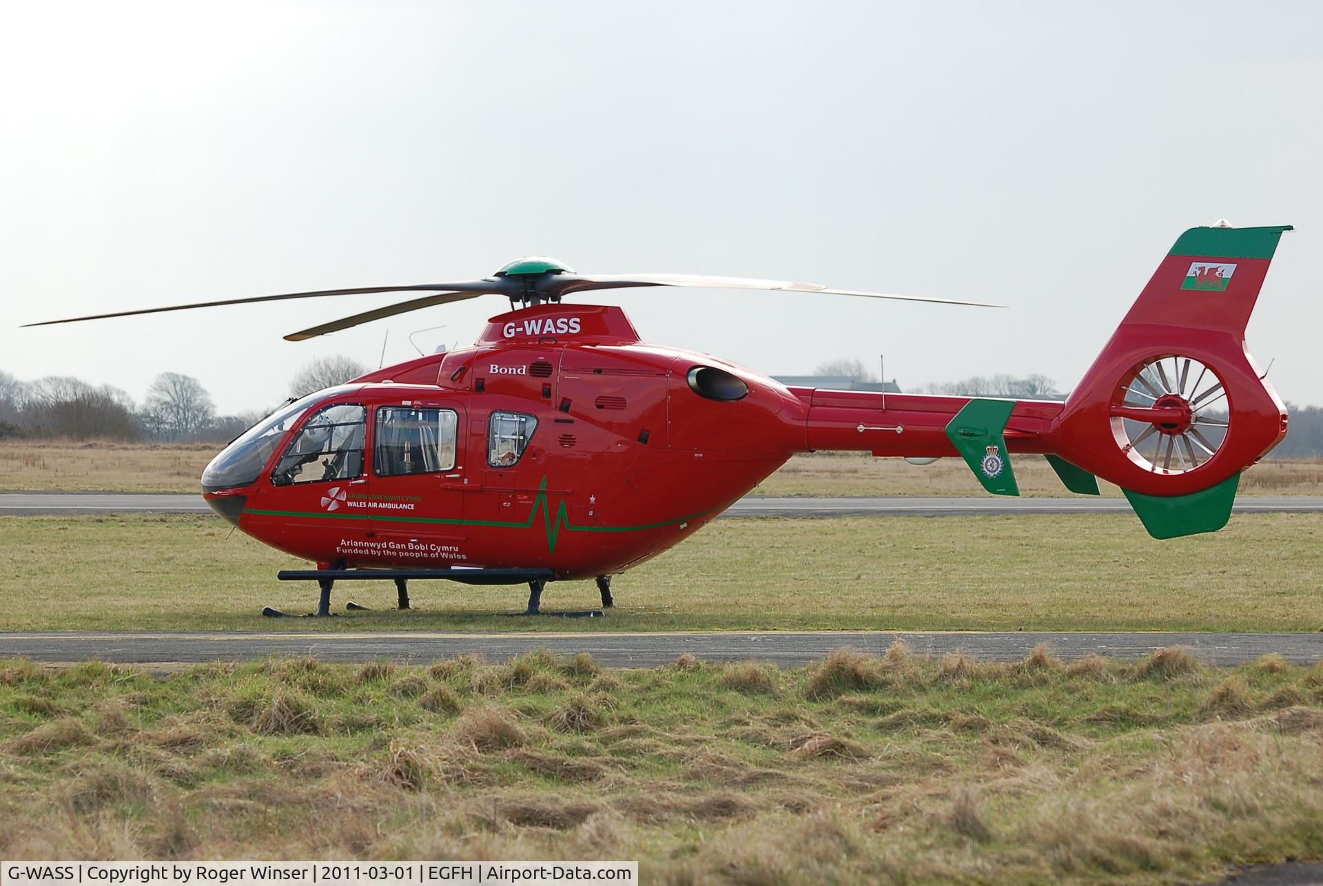 G-WASS, 2009 Eurocopter EC-135T-2+ C/N 0745, North Wales based Air Ambulance helicopter (Helimed 61) prior to departing for Margam Park to celebrate the 10th anniversary of the Wales Air Ambulance.