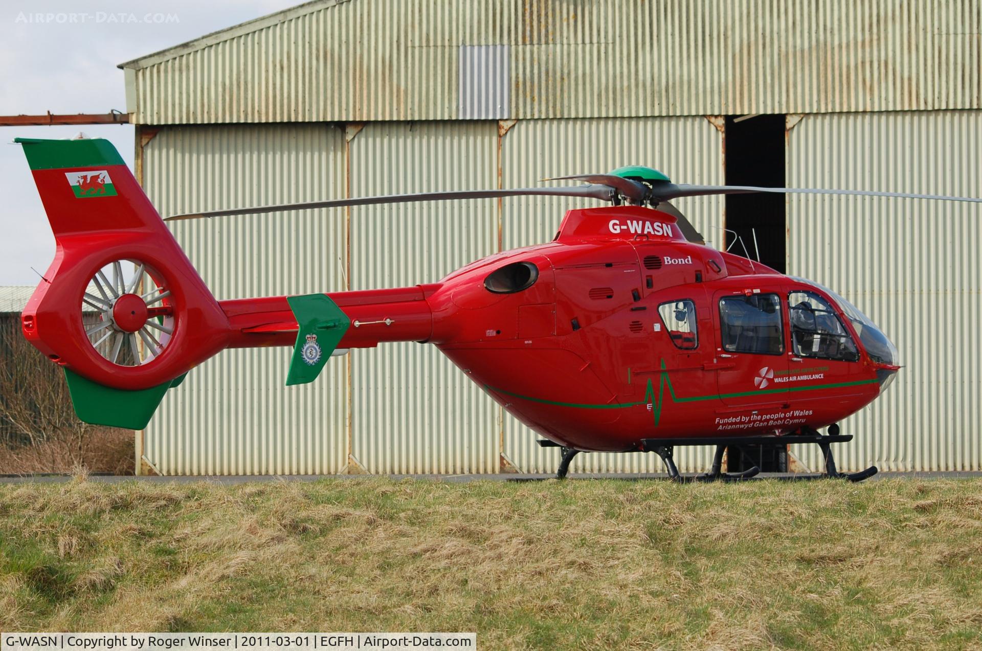 G-WASN, 2008 Eurocopter EC-135T-2+ C/N 0746, South Wales based Air Ambulance helicopter (Helimed 57) prior to departing for Margam Park to celebrate the 10th anniversary of the Wales Air Ambulance.