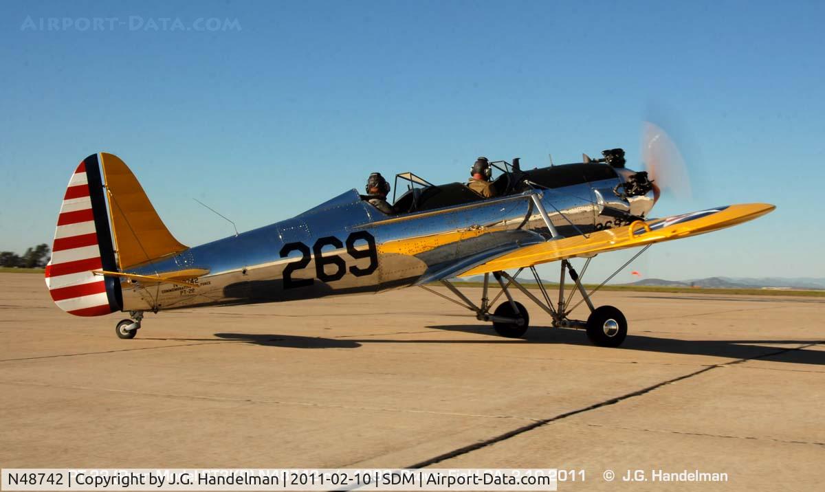 N48742, 1941 Ryan Aeronautical ST3KR C/N 1298, Taxiing at Brown Field