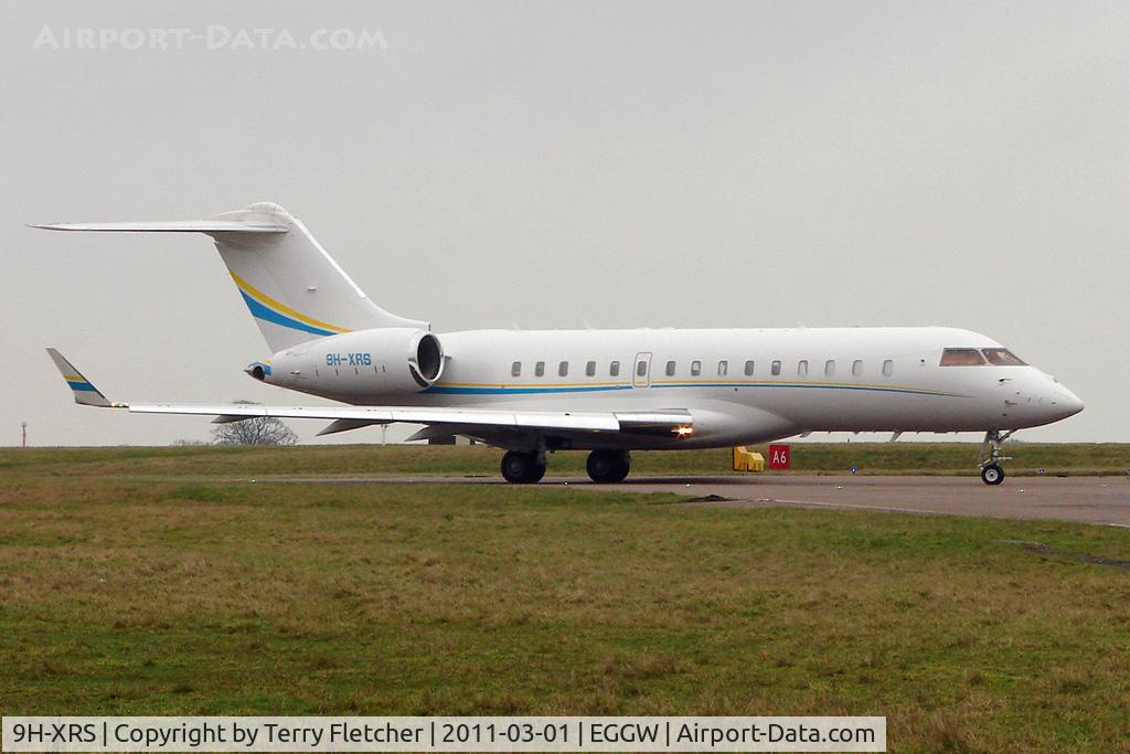 9H-XRS, 2008 Bombardier BD-700-1A10 Global Express C/N 9329, Comlux's  Global Express taxying for departure from Luton