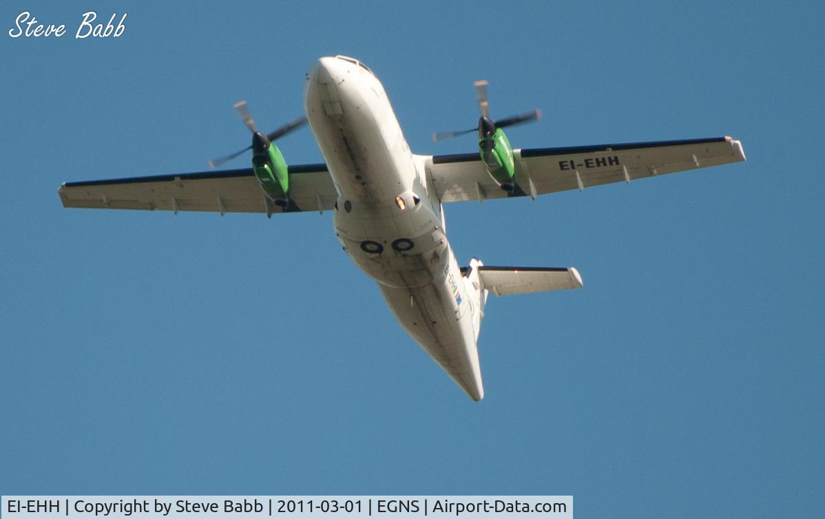 EI-EHH, 1990 ATR 42-300 C/N 196, Aircraft EI-EHH pictured flying over Gansey, Isle of Man, shortly after take off from Ronaldsway Airport at approx 12.30pm 1 March 2011